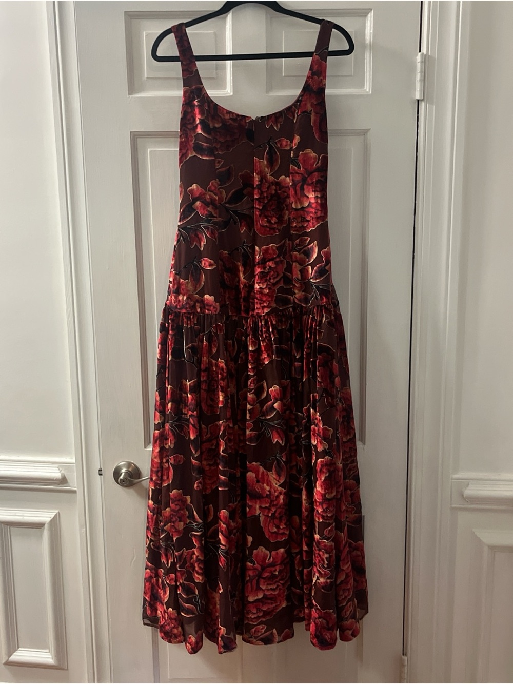 Free People hutch the ridge velvet Red Floral Maxi Dress size 2 - Picture 3 of 3
